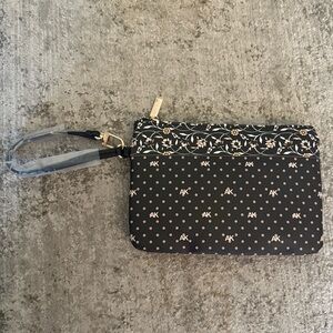 Anne Klein Black and Tan Floral Wristlet